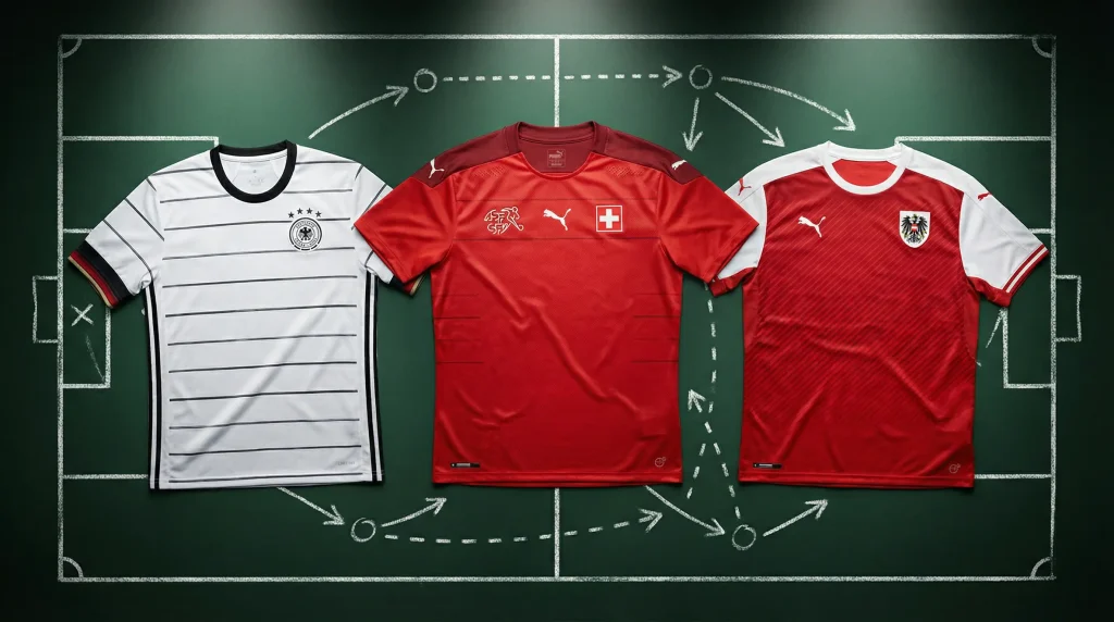 Taktische Analyse der DACH-Teams Schweiz, Österreich und Deutschland bei der WM 2026 mit Gruppenübersicht