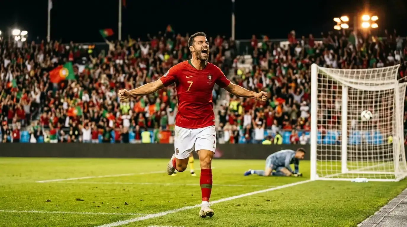 Cristiano Ronaldo bejubelt seinen Elfmetertreffer in der Achtelfinal-Nacht der WM 2026 gegen Kroatien in Toronto